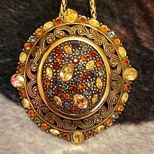 Medallion With Cord Necklace Fabulous Brooch